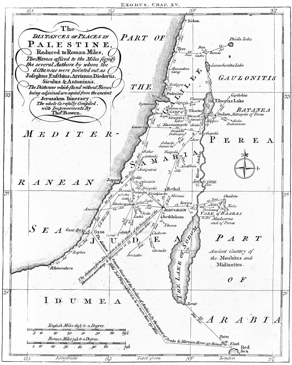 Mapa Palestiny podle starověkých autorů, c1830 od Unbekannt