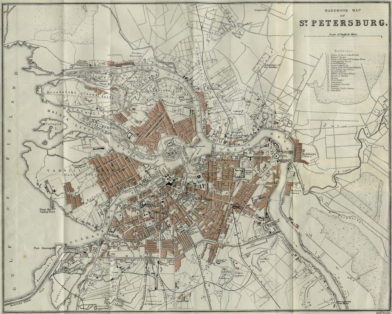 Mapa Petrohradu, 1893 od Unbekannt