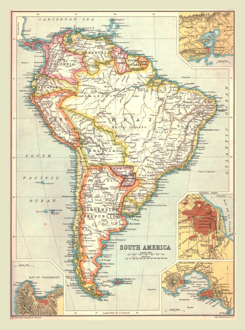 Mapa Jižní Ameriky, 1902. od Unbekannt