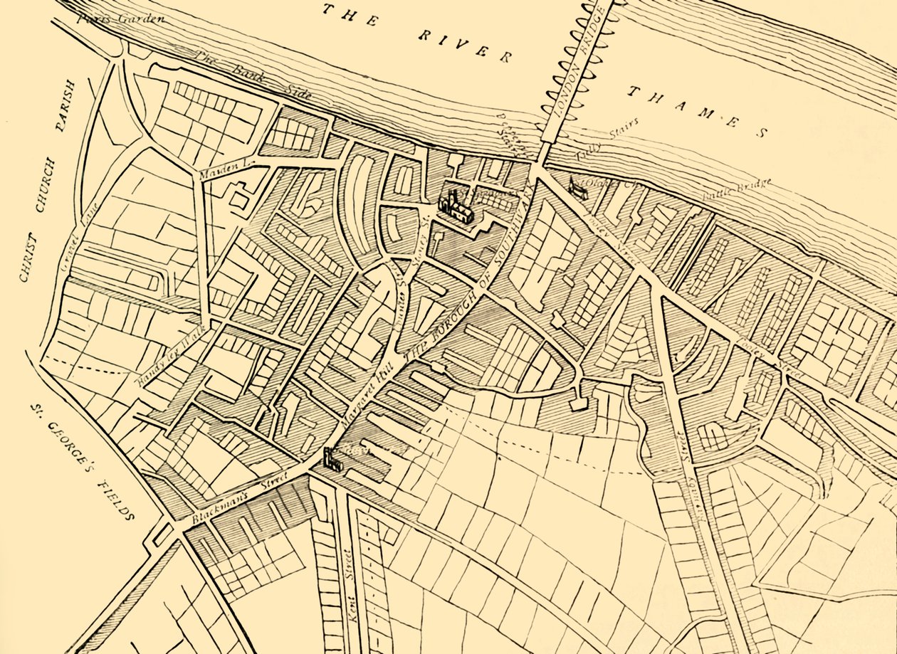 Mapa Southwarku, 1720, c1878. od Unbekannt