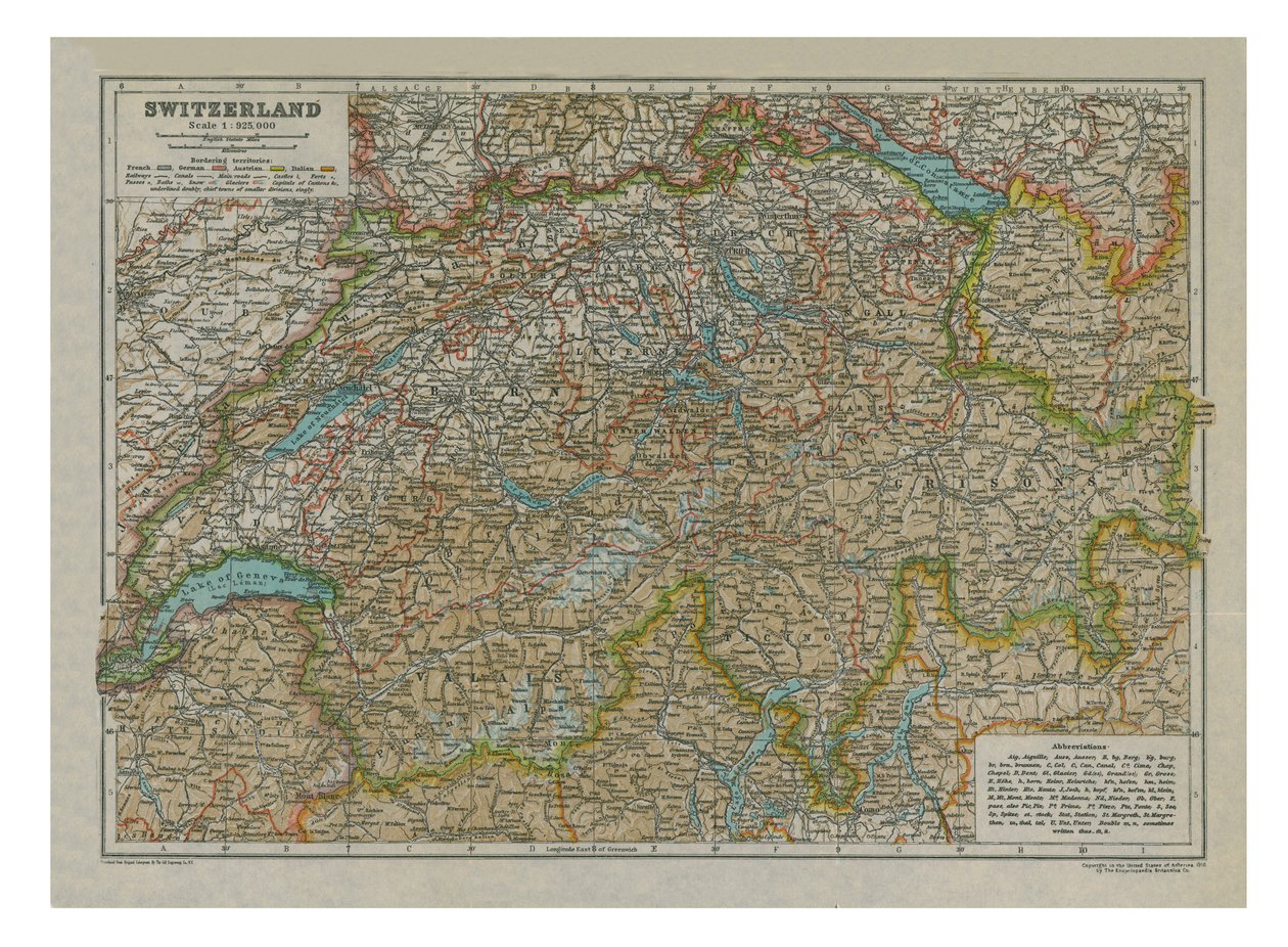 Mapa Švýcarska od Unbekannt