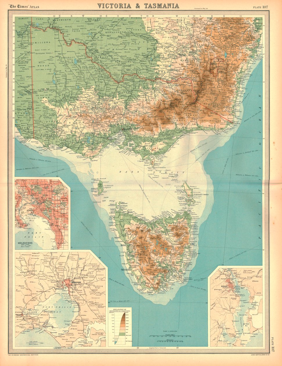 Mapa Victorie a Tasmánie od Unbekannt