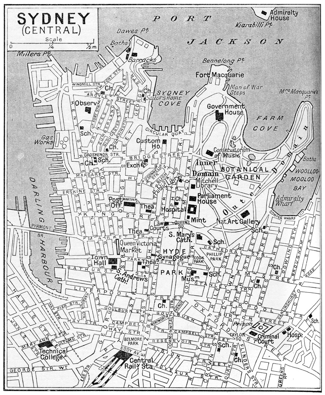 Mapa centrálního Sydney, Nový Jižní Wales, Austrálie, c1924 od Unbekannt