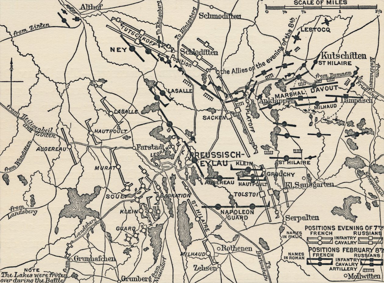 Mapa bitvy u Eylau, 1807, 1896 od Unbekannt