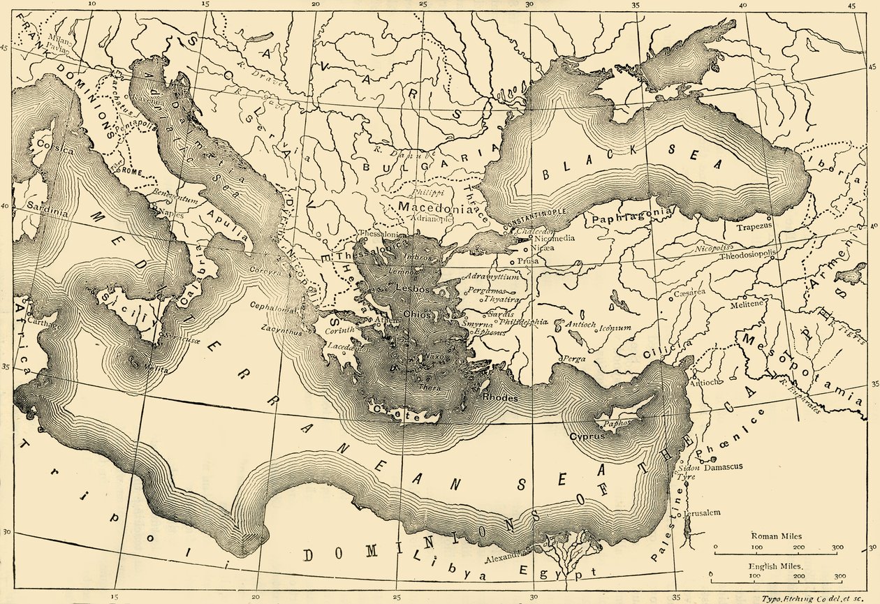 Mapa Byzantské říše v devátém století, 1890. od Unbekannt