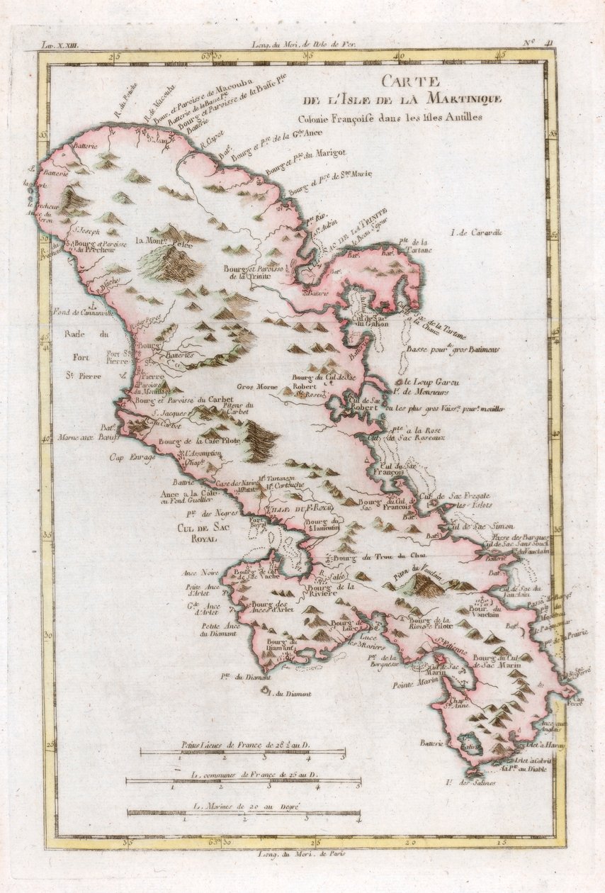 Mapa karibského ostrova Martinik, c1783 od Unbekannt