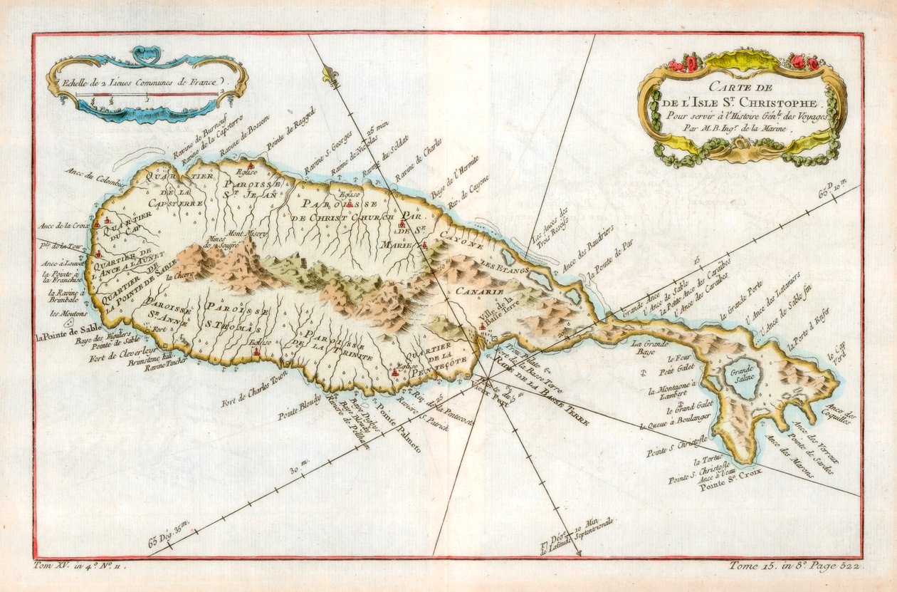 Mapa karibského ostrova St Christopher, c1764 od Unbekannt