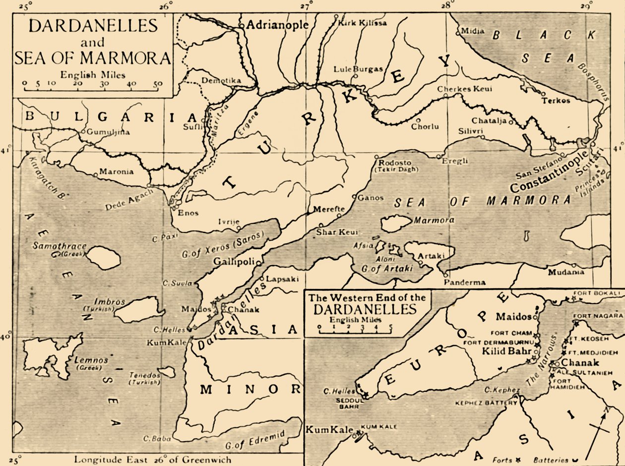 Mapa Dardanel a Marmarského moře, c1914, 1920. od Unbekannt