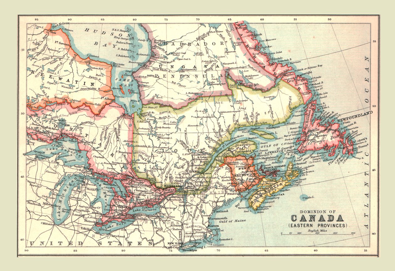 Mapa dominia Kanady, východní provincie, 1902. od Unbekannt