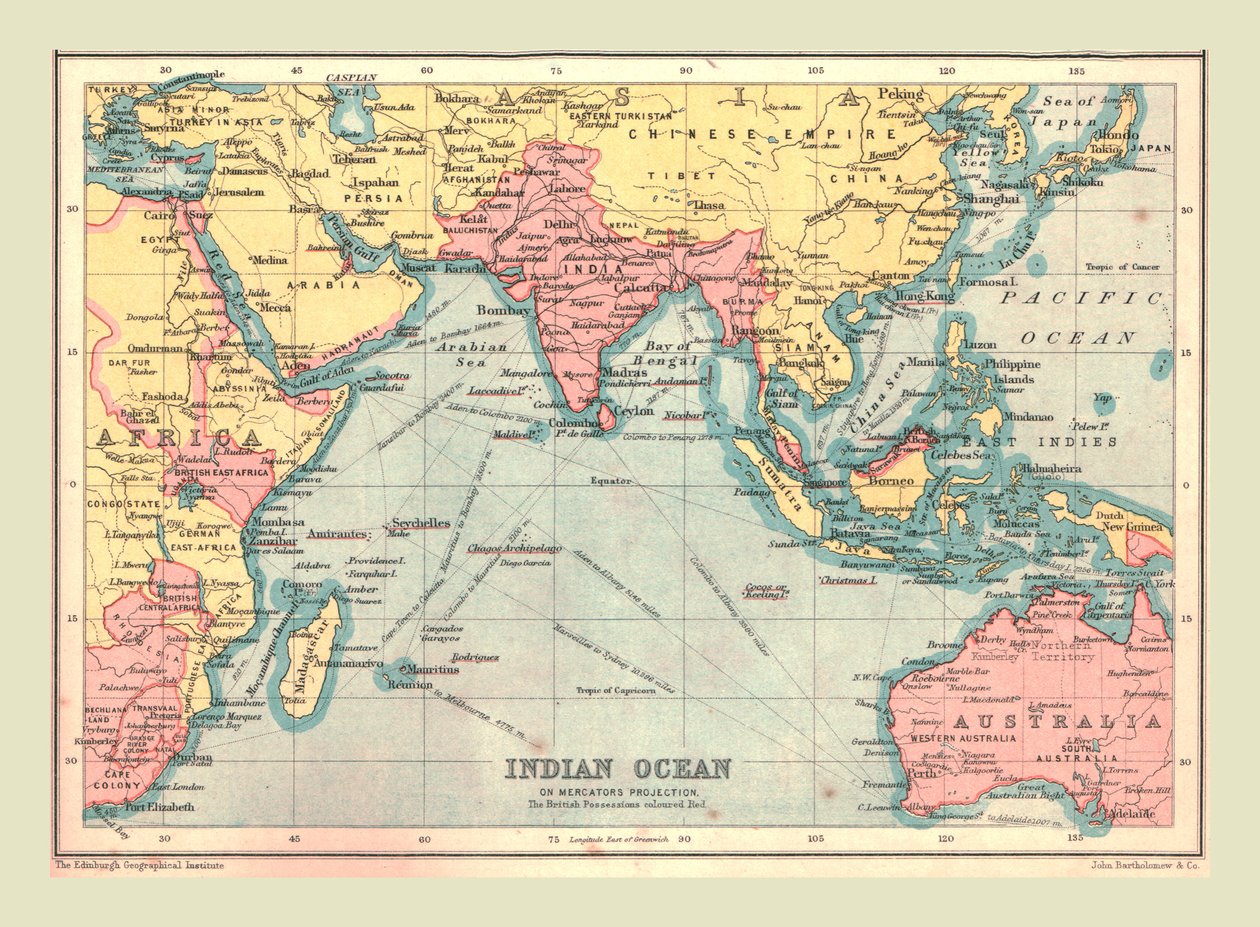 Mapa Indického oceánu, 1902. od Unbekannt