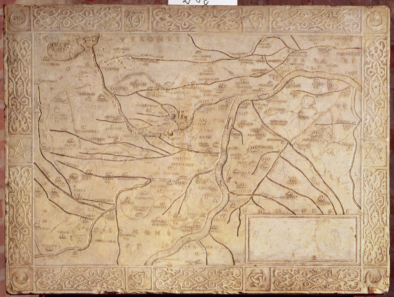 Mapa mantuánského území, vytesaná v nízkém reliéfu (mramor) od Unbekannt