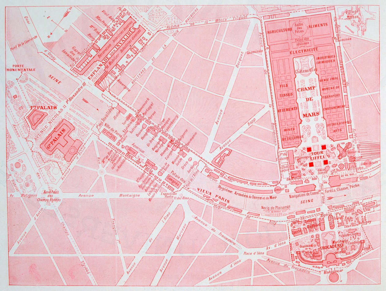 Mapa pařížské světové výstavy, 1900 od Unbekannt