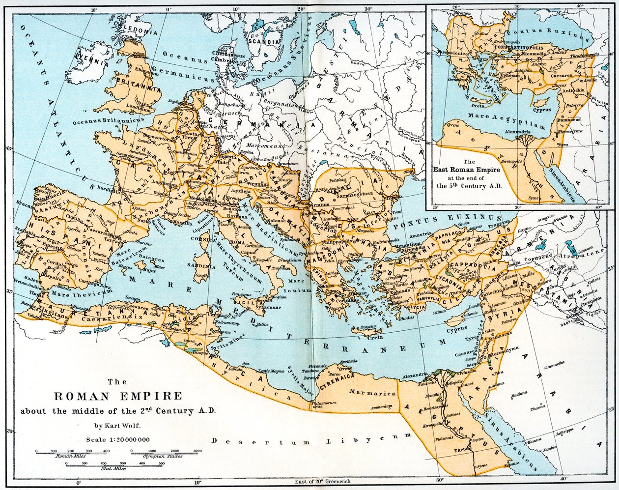 Mapa Římské říše, 2. století našeho letopočtu, 1902 od Unbekannt