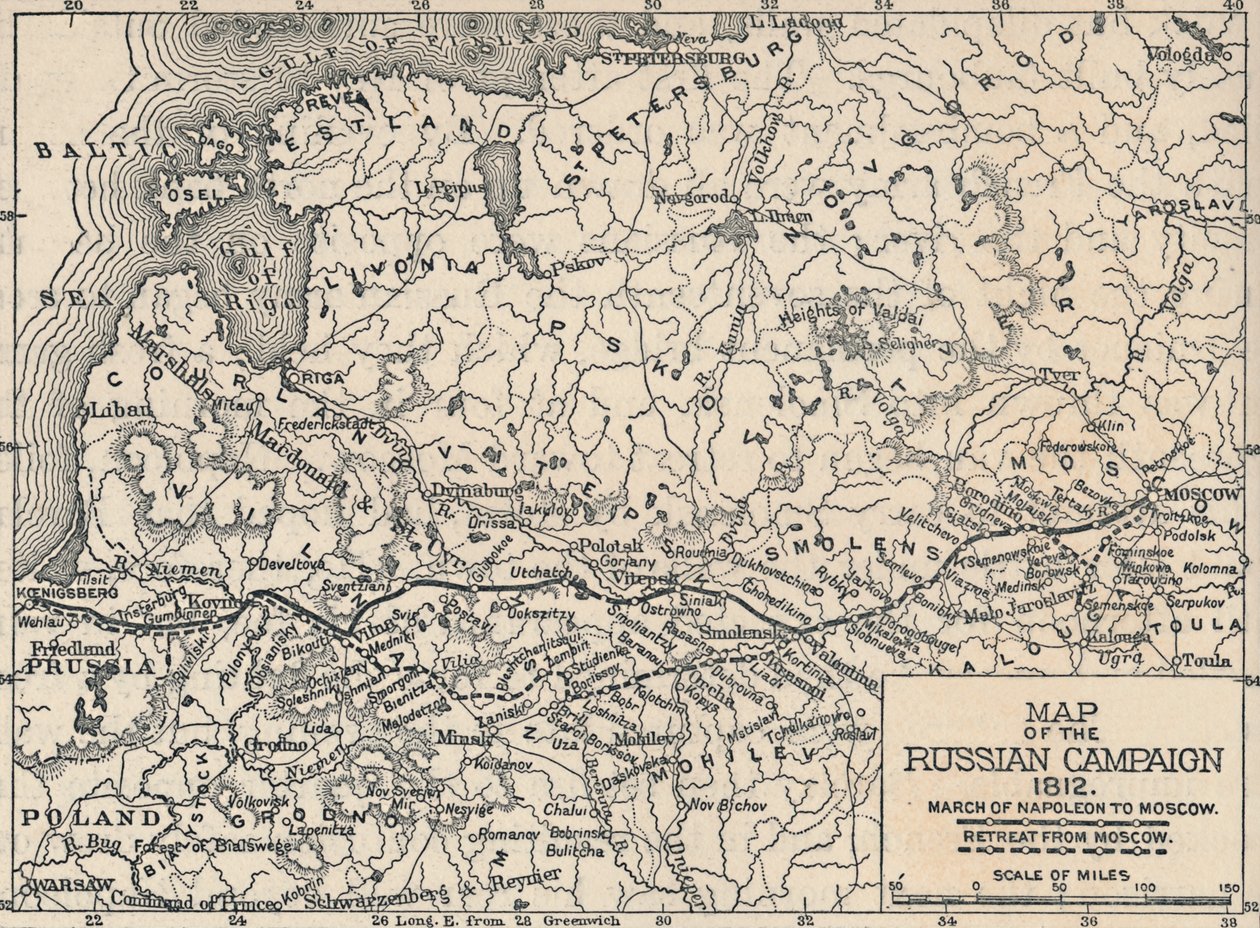 Mapa ruského tažení, 1812, 1896 od Unbekannt