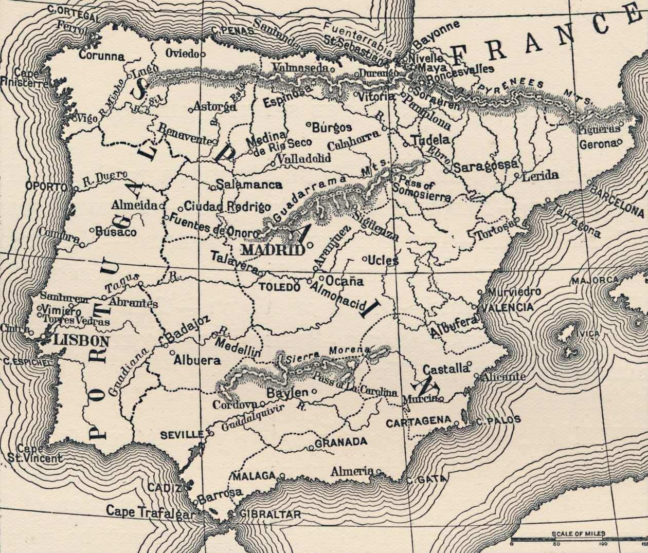Mapa španělského tažení, c1807-1814, 1896 od Unbekannt