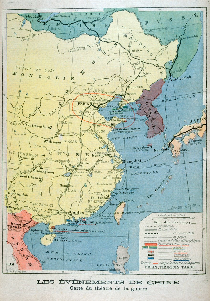 Mapa divadla války v Číně, 1900 od Unbekannt
