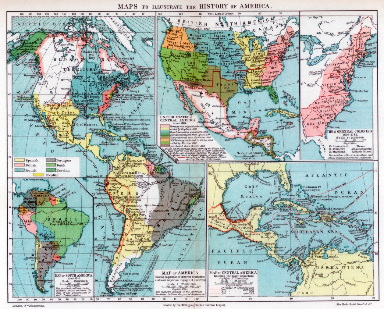 Mapy pro ilustraci historie Ameriky, 1901 od Unbekannt