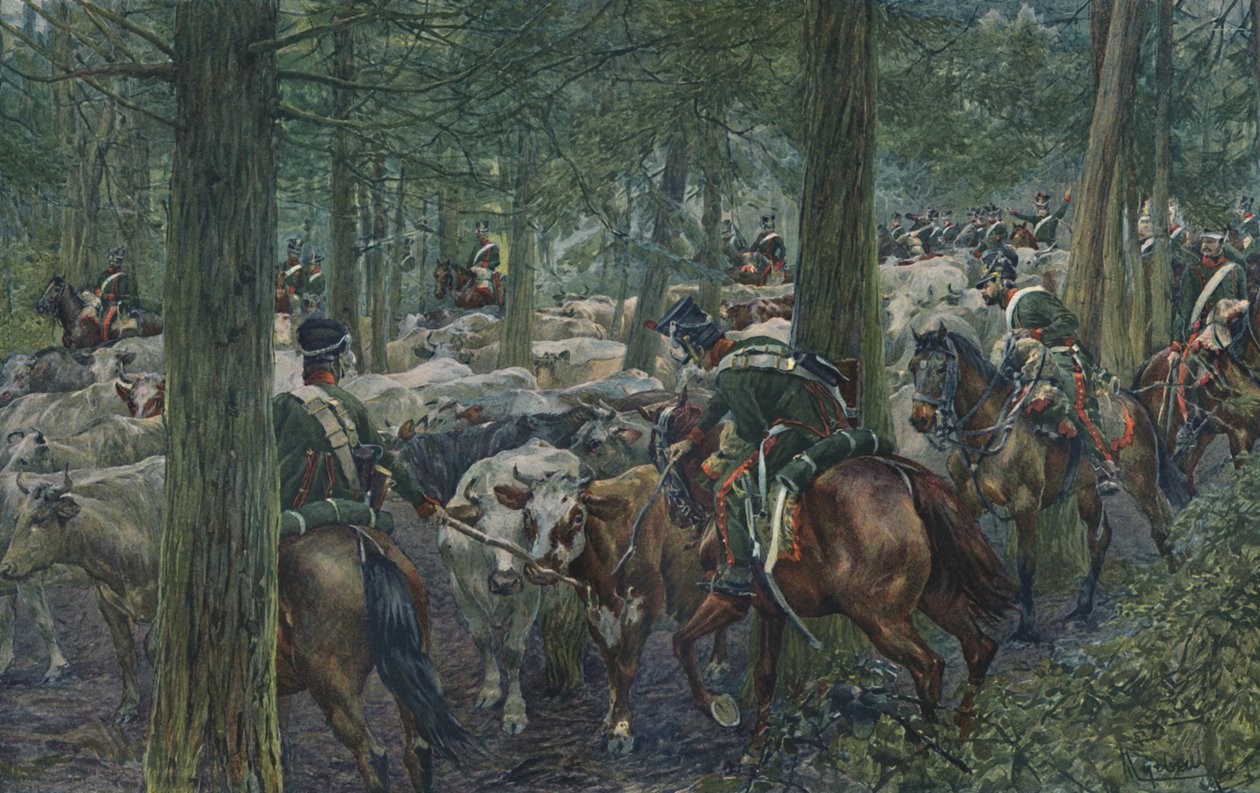 Vojáci Marbots hledající potravu na ústupu, 1896 od Unbekannt