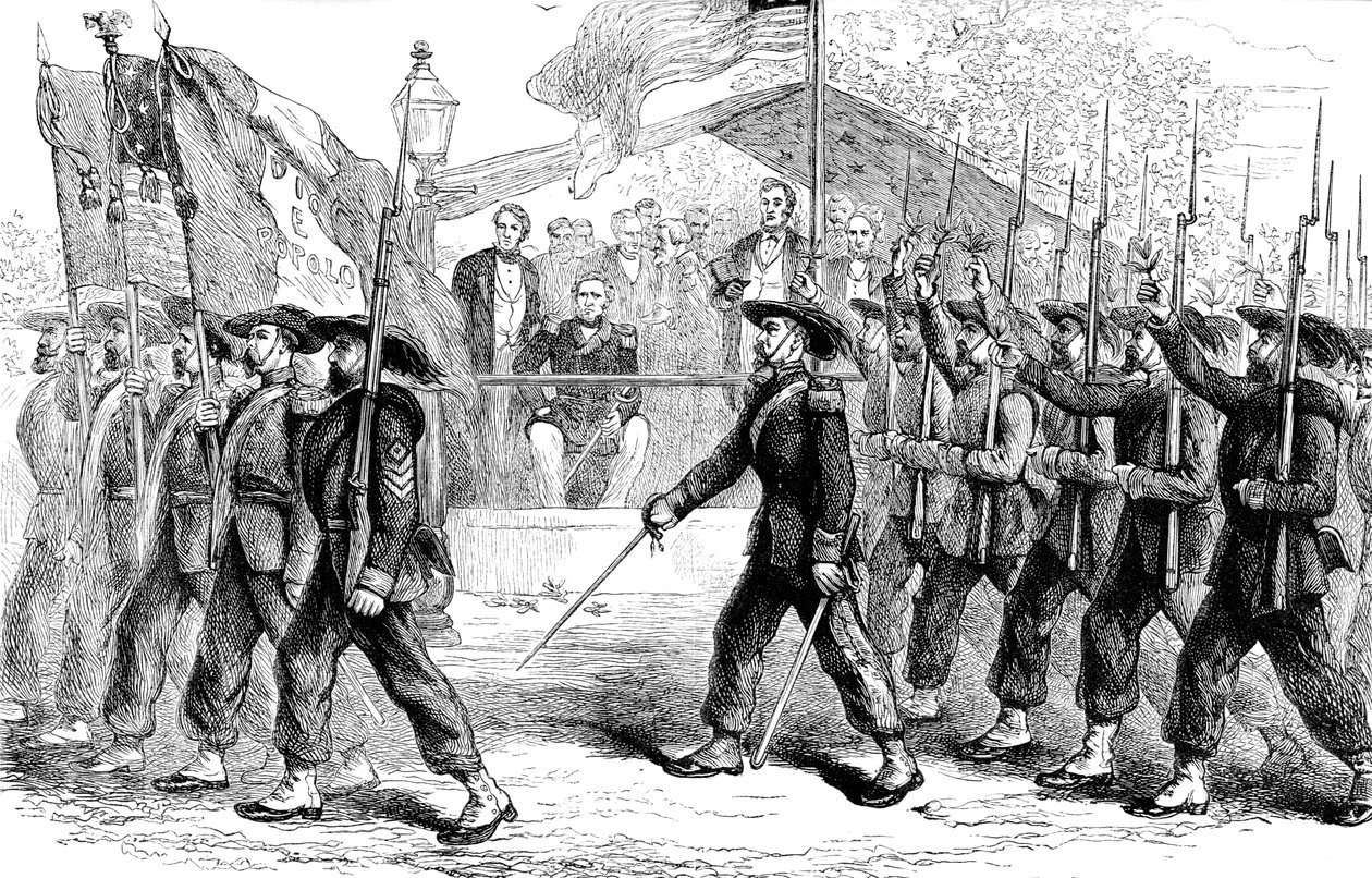 Březnová minulost Garibaldiho gardy před prezidentem Lincolnem, 1861-1865 c1880 od Unbekannt