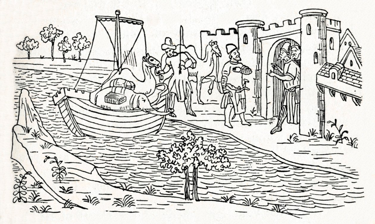Marco Polo přistává v Ormuz, c1300, 1912 od Unbekannt