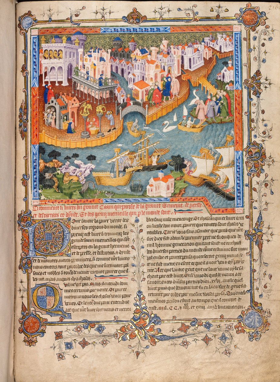 Marco Polos odjezd z Benátek v roce 1271 z Marco Polos Travels, asi 1400 od Unbekannt