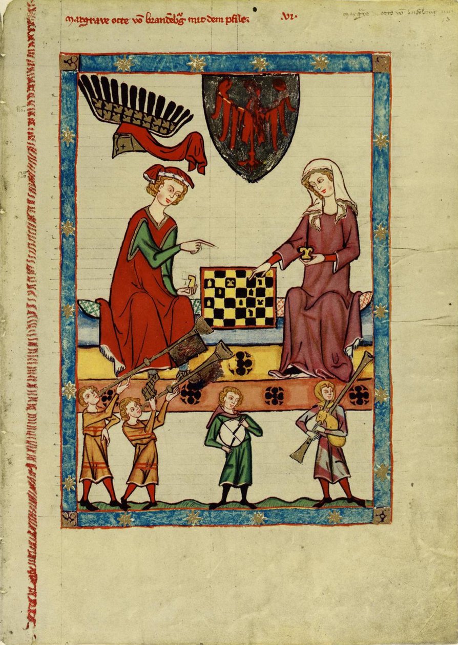 Braniborský markrabě Otto IV. hraje šachy z kodexu Manesse, mezi 1305 a 1340 od Unbekannt