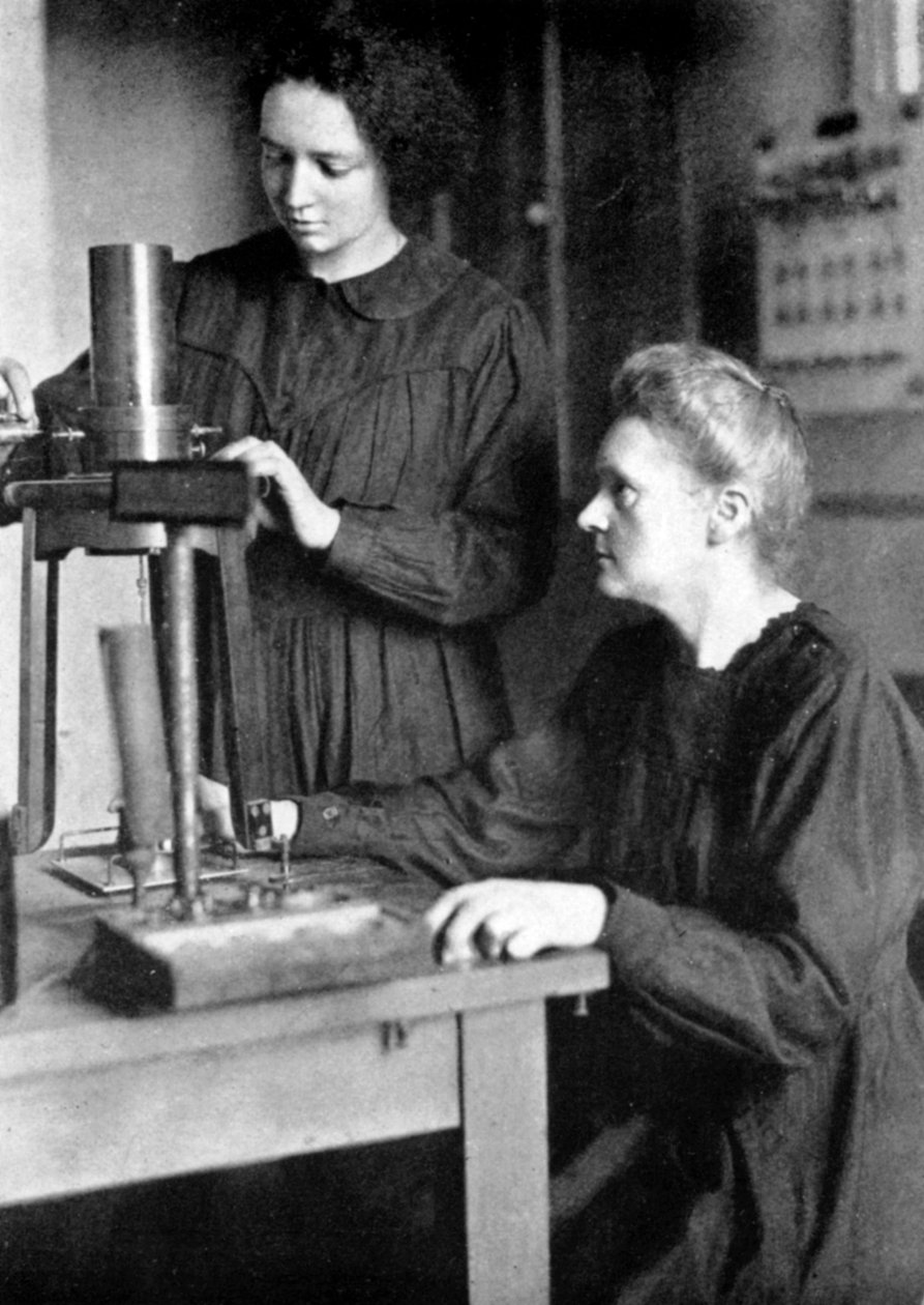 Marie Curie, francouzská fyzička polského původu a její dcera Irene, 1925 od Unbekannt