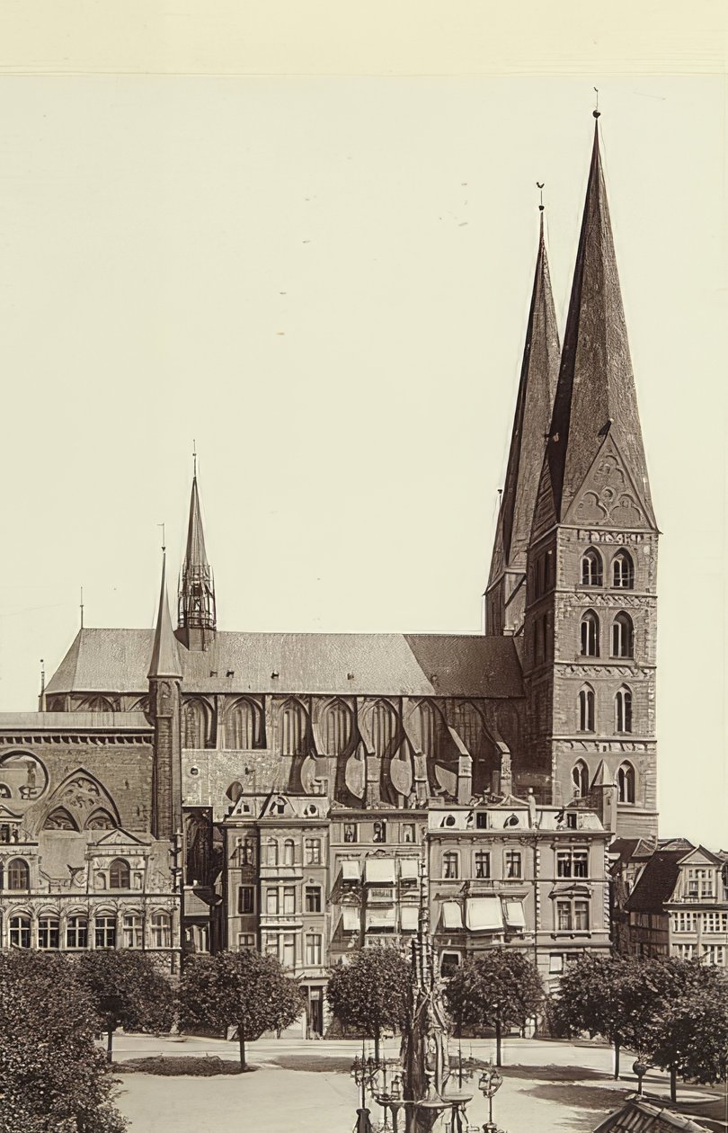 Kostel Panny Marie v Lübecku. Kolem roku 1900 od Unbekannt