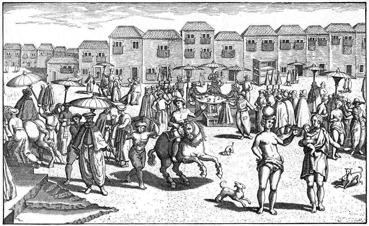 Trh v Goa, Indie, 1599 od Unbekannt