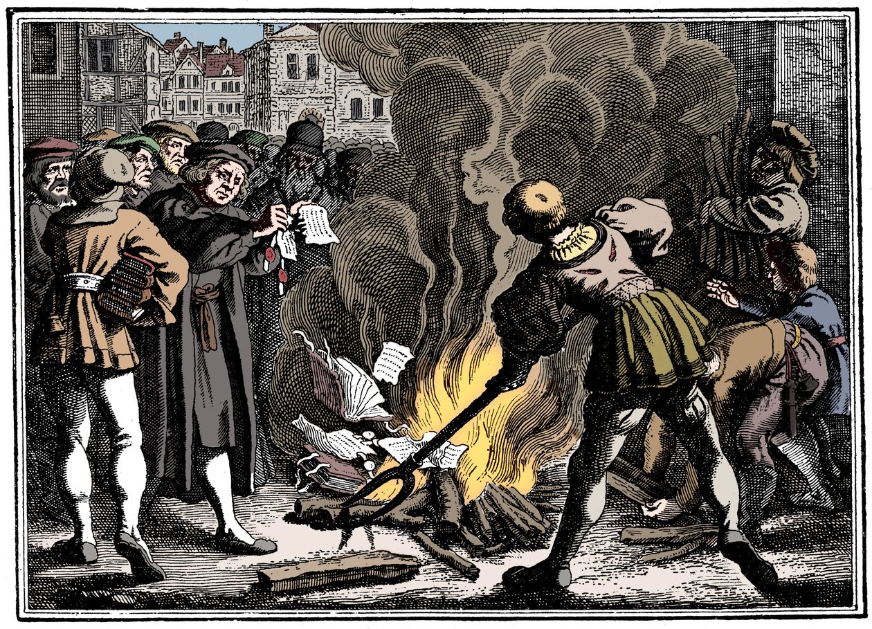 Martin Luther pálení papežské buly, 1520 od Unbekannt