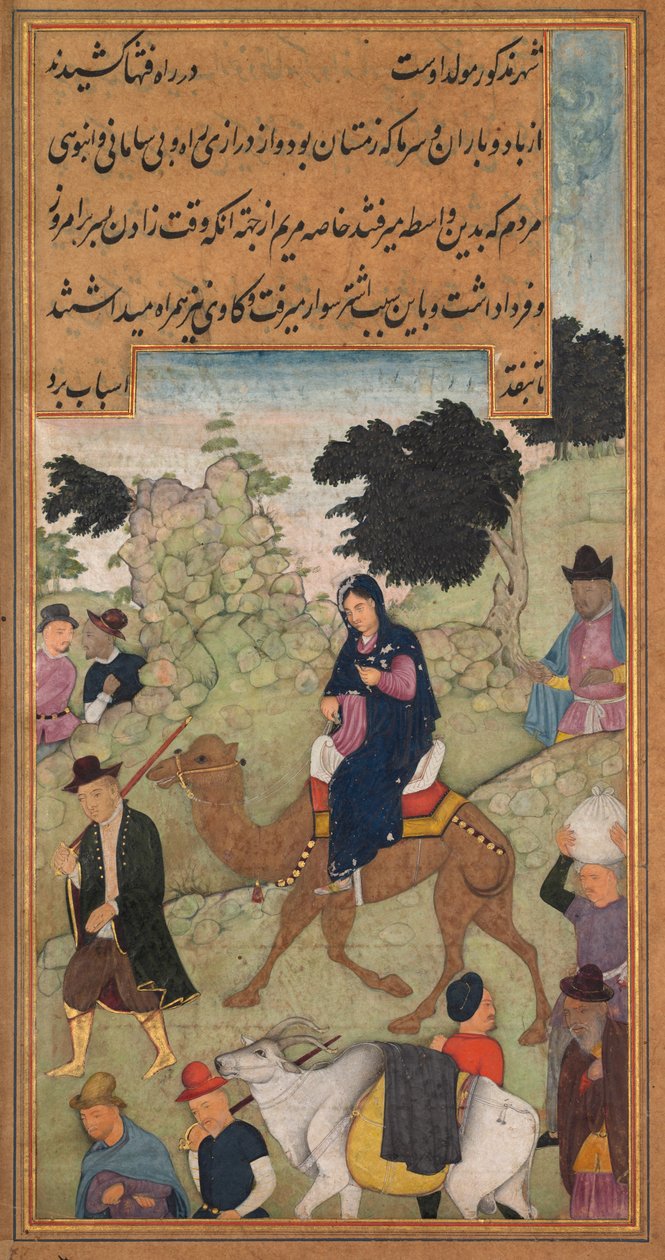 Marie a Josef cestují do Betléma, z Mirat al-quds otce Jeroma Xaviera..., 1602-1604. od Unbekannt