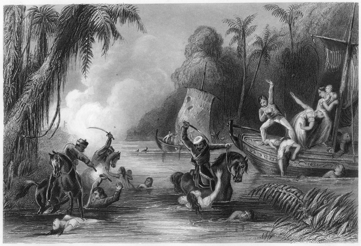 Masakr na člunech u Cawnpore, 1857, c1860 od Unbekannt