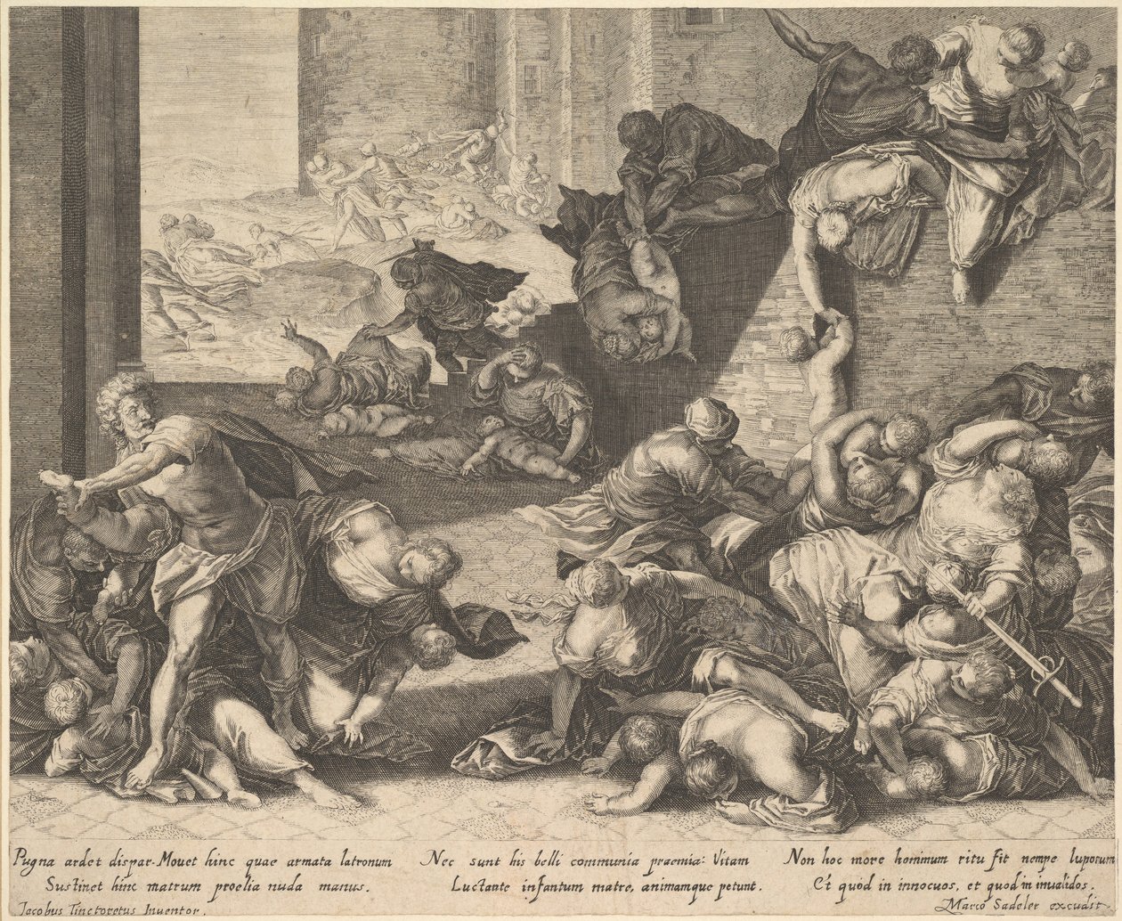 Masakr neviňátek, zmenšená a obrácená kopie podle Aegidius Sadeler, 16001629. od Unbekannt