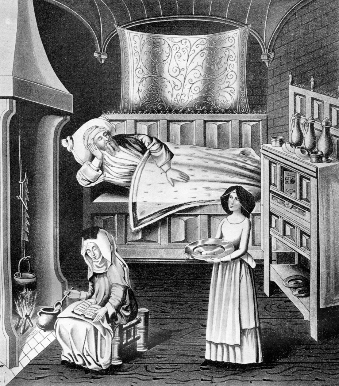 Matróna a sluha v ošetřovně, c1470, 1910 od Unbekannt