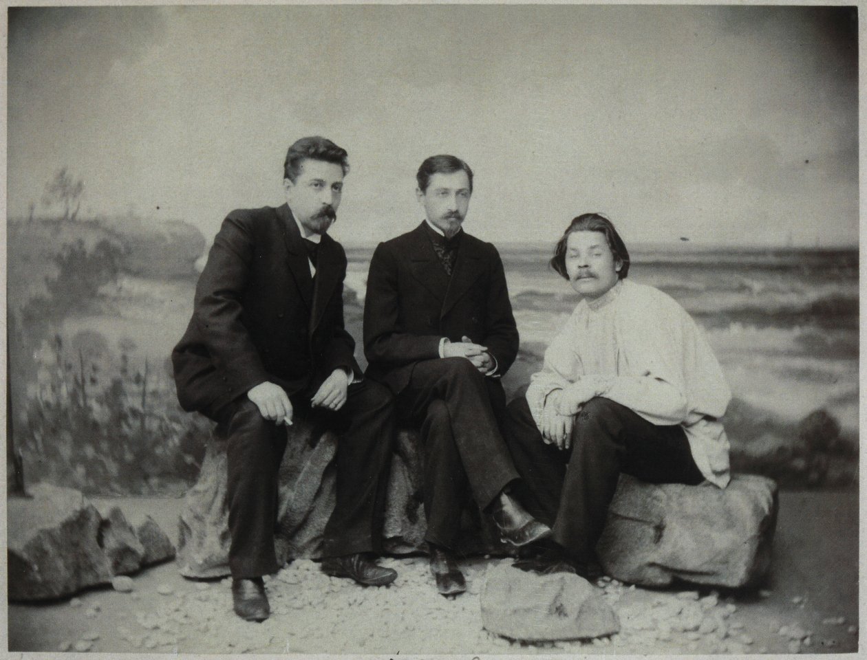 Maxim Gorkij, Ivan Bunin a Nikolaj Telešov, 1900 od Unbekannt