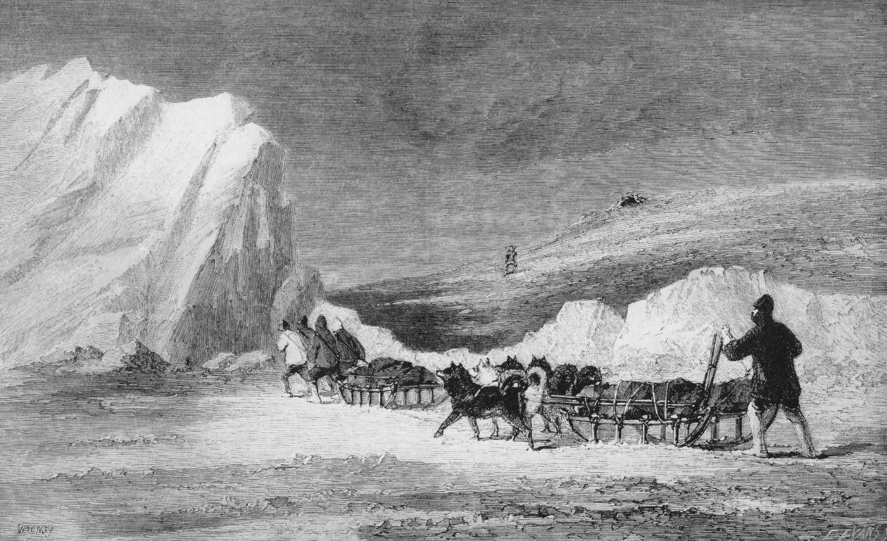 McLintocks Search Party našel jednu z Franklinových mohyl na Cape Herschel, c 1859, 1928 od Unbekannt
