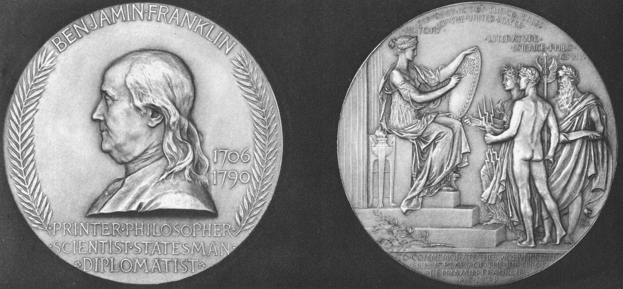 Medaile vyražena na památku 200. výročí narození Benjamina Franklina od Unbekannt