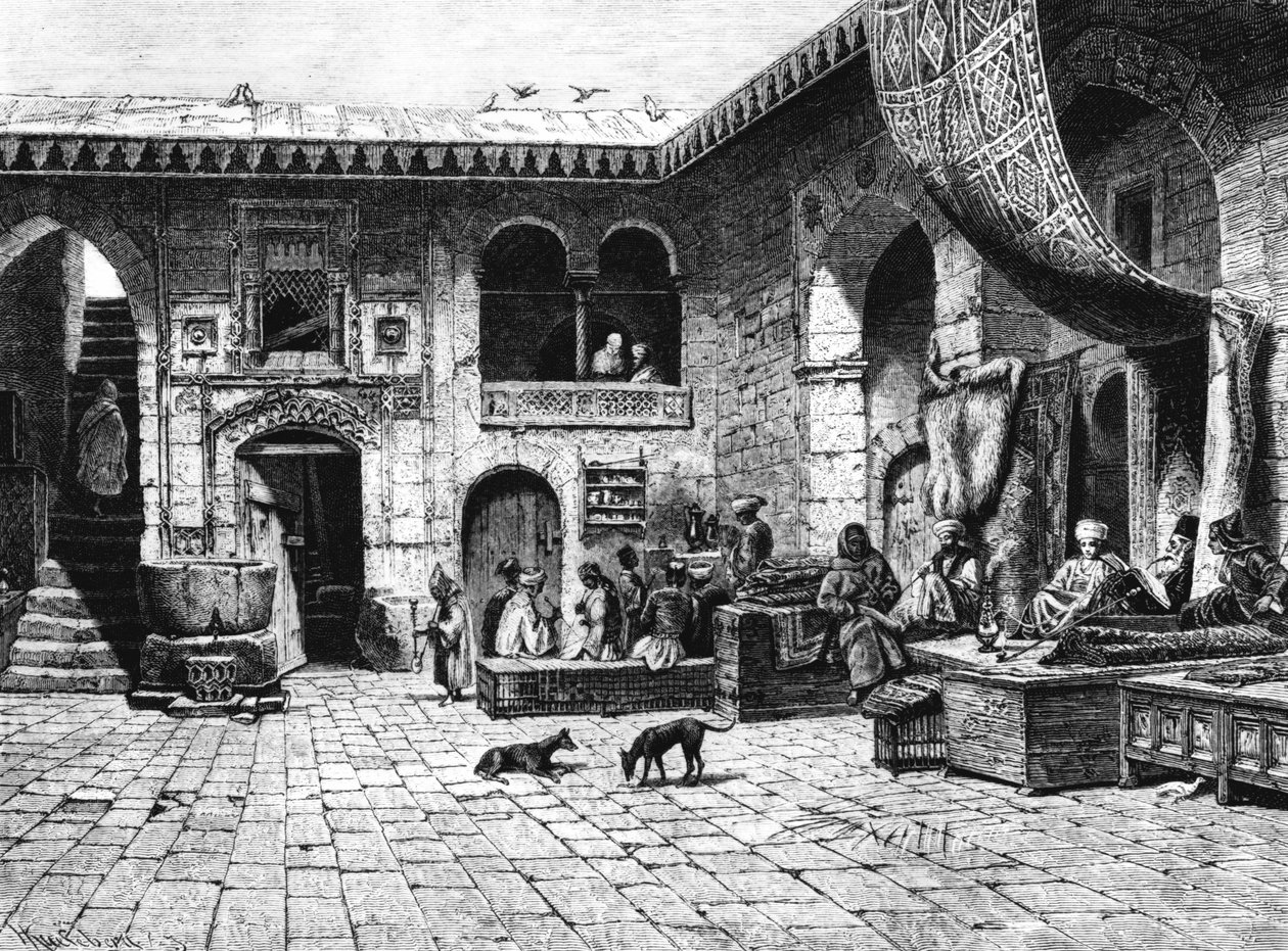 Obchodníci s koberci do chaty Khan El-Country, 1880 od Unbekannt