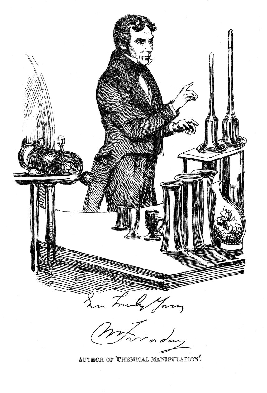 Michael Faraday přednáší v Royal Institution, Londýn, c1835 od Unbekannt