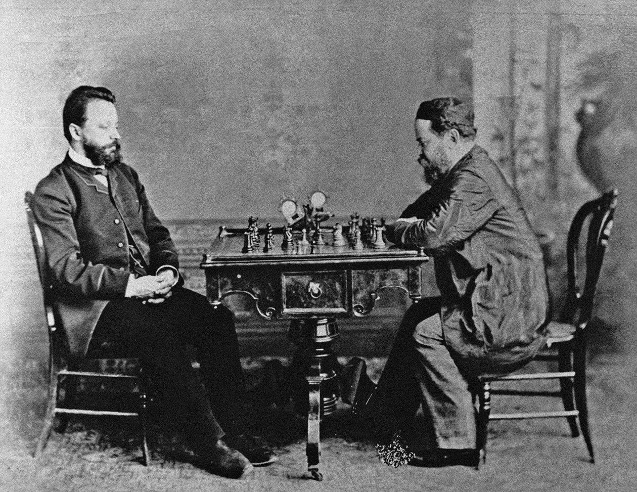 Michail Chigorin 1850-1908 a William Steinitz 1836-1900 v Havaně, 1880, 1880 od Unbekannt