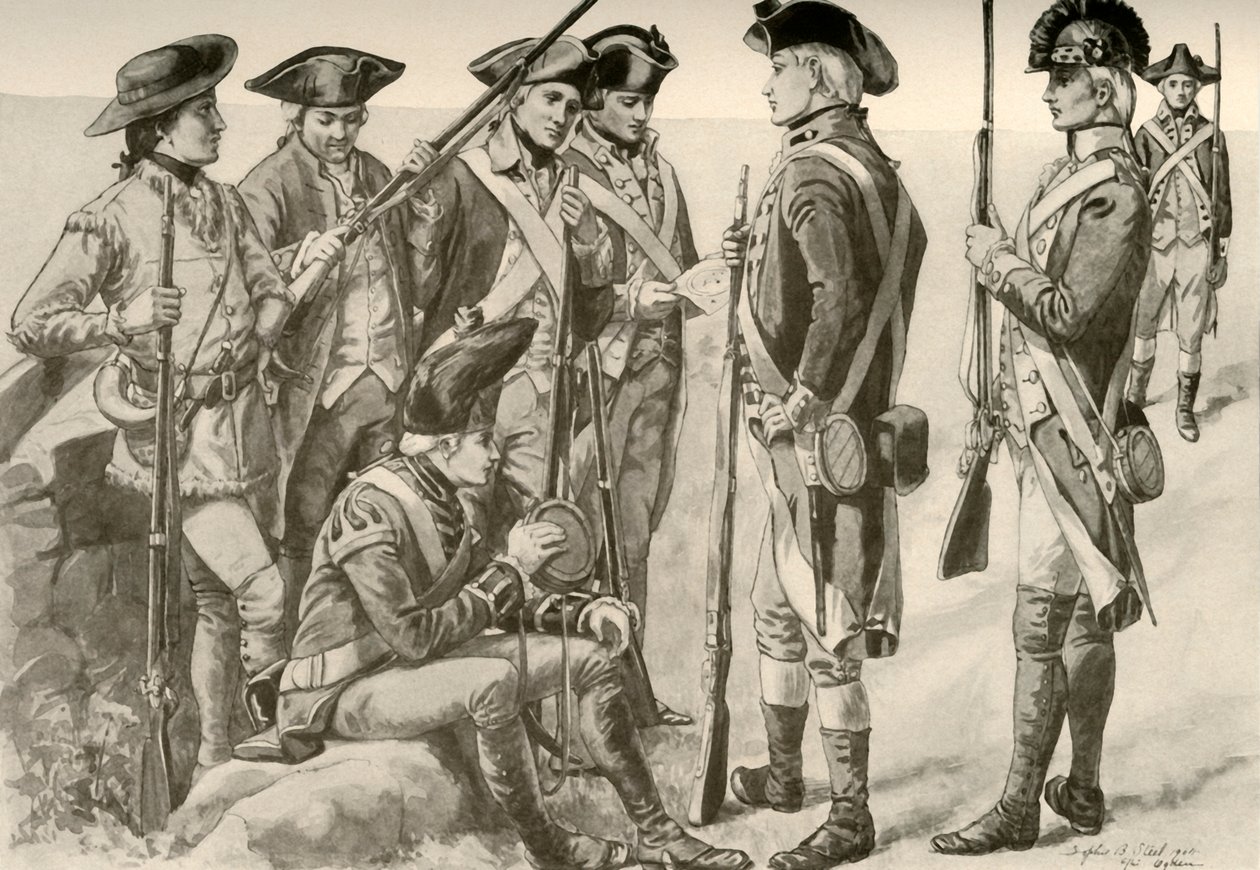 Vojenské uniformy v Americe, c1770, 1937. od Unbekannt