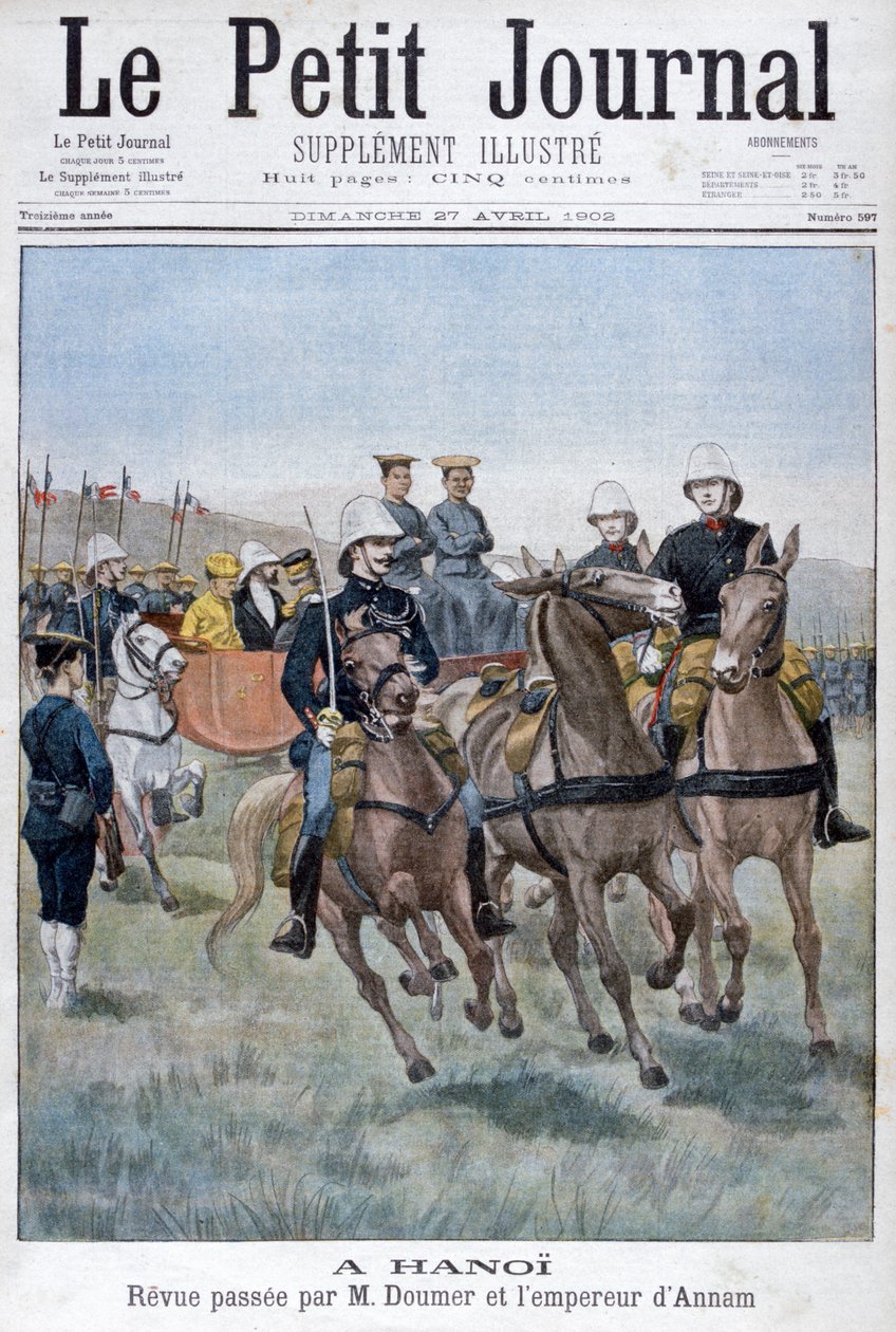 Vojenská recenze Paula Doumera a císaře z Annamu, Hanoj, Indočína, 1902 od Unbekannt