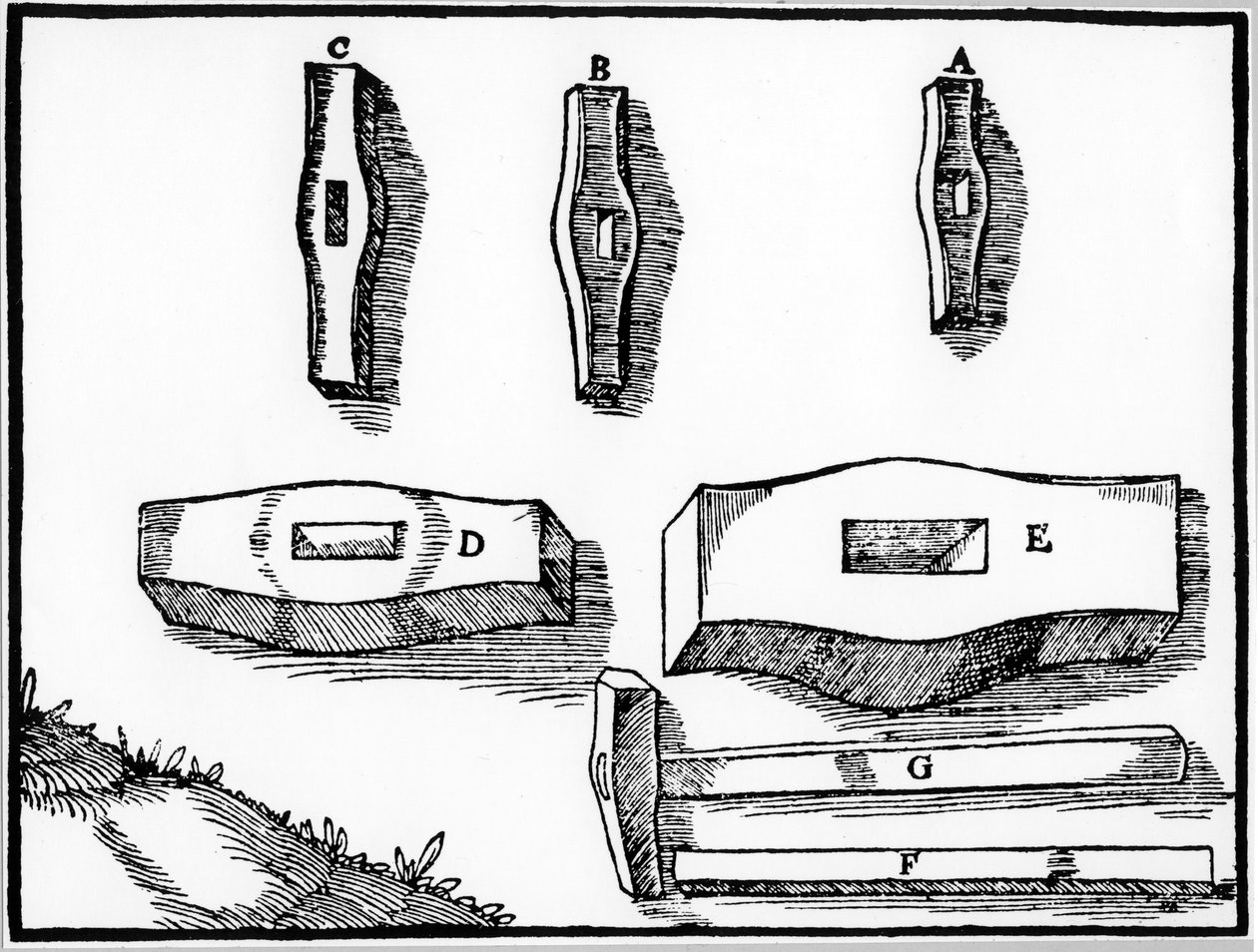 Hornická kladiva různých velikostí, 1556 od Unbekannt