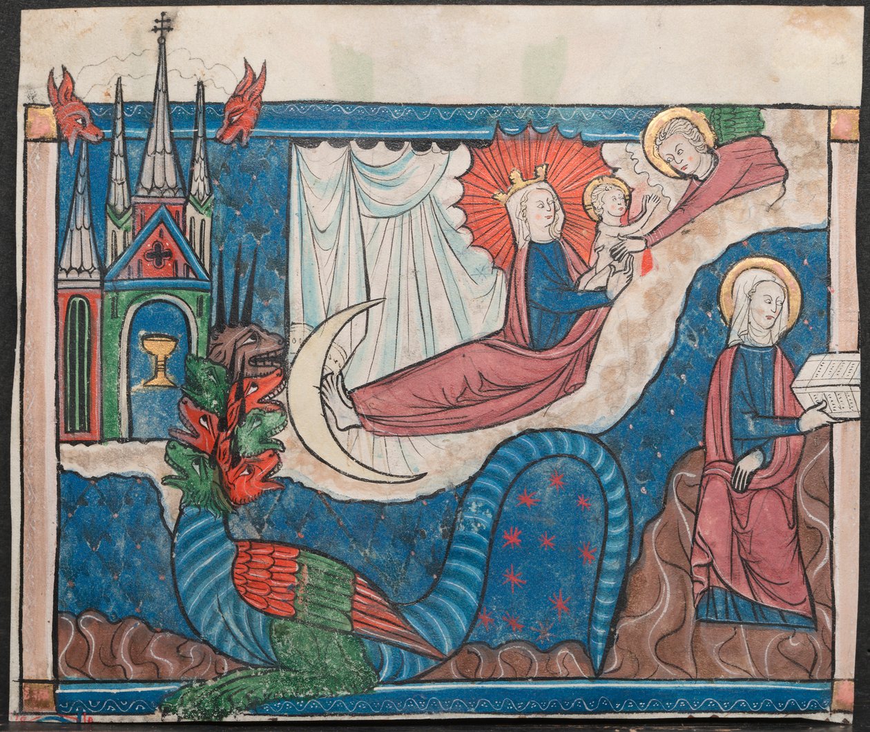 Miniatura z rukopisu Apokalypsy: Žena oděná sluncem, c. 1295. od Unbekannt