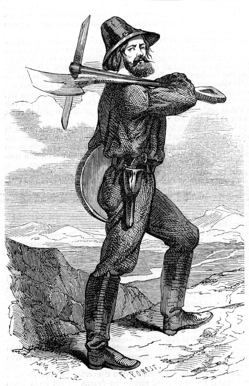 Prospektor těžby v kalifornských zlatých polích, 1853 od Unbekannt
