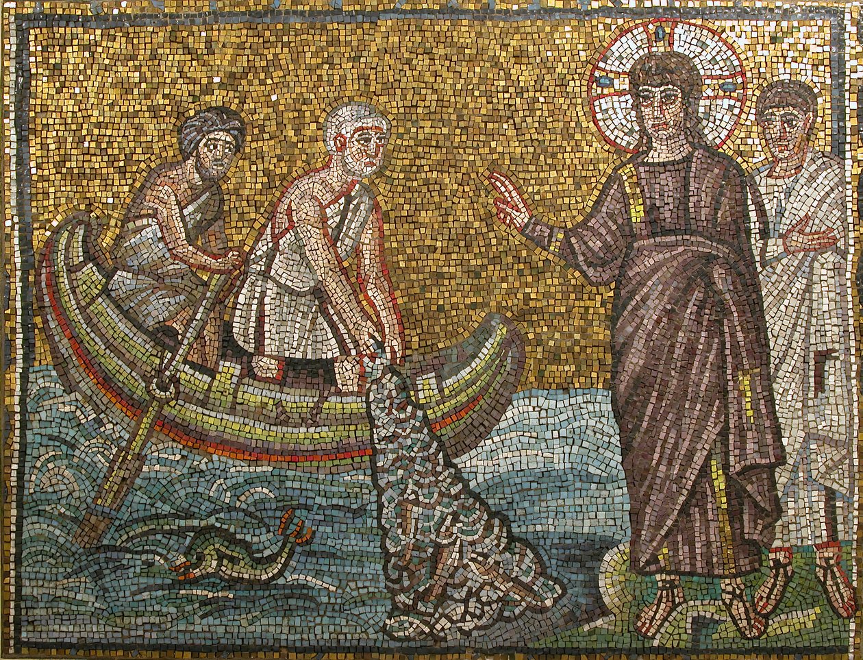 Miraculous Draft of Fishes, byzantský, originál z počátku 20. století z počátku 6. století. od Unbekannt