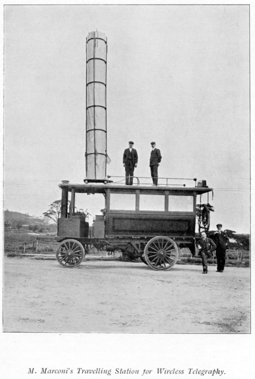 Mobilní rozhlasová stanice používaná Marconim, 1900 od Unbekannt