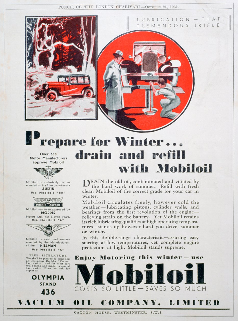 Reklama na motorový olej Mobiloil, 1931 od Unbekannt