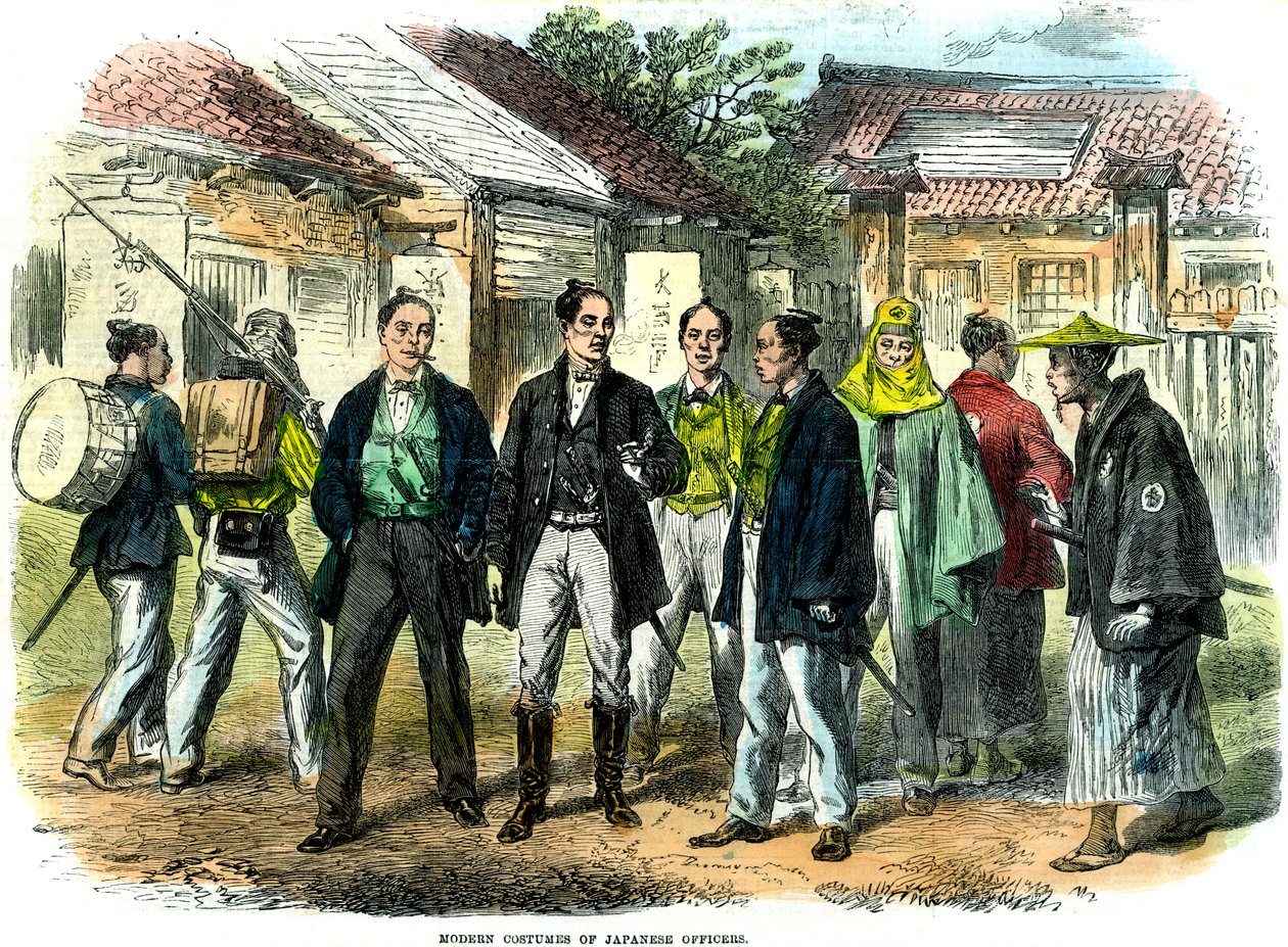 Moderní kostýmy japonských důstojníků, 1866 od Unbekannt