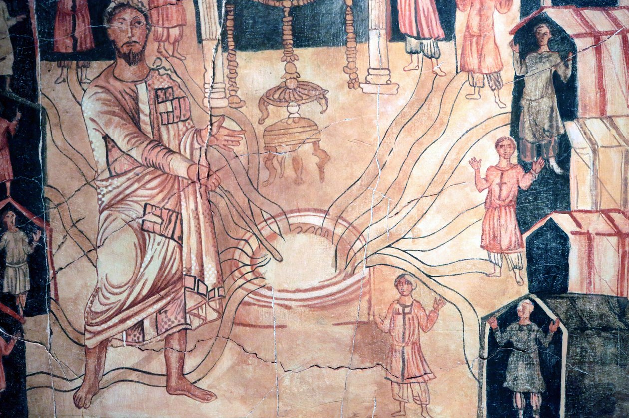 Moise au puits de Meriba - Obraz synagogy Dura Europos. 3. století CE. Židovské muzeum v New Yorku. od Unbekannt